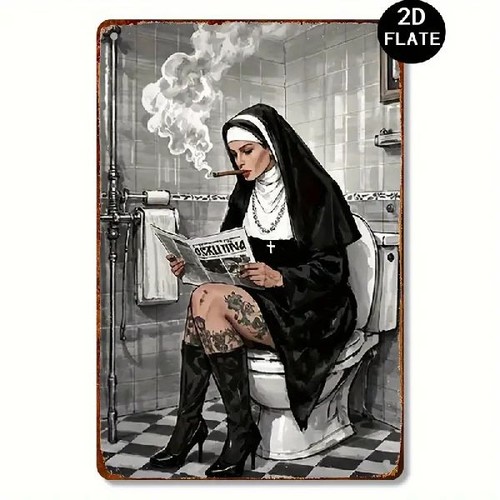 Blechschild rauchende nonne - blechschild,