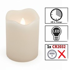 LED-Kerze 4er-Set mit Timer Kerzenlicht Echtwachskerze Creme Ø 5 x 7 cm