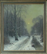 Ölgemälde Winterlandschaft signiert 92 x 82 cm