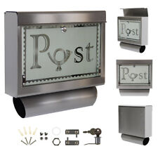 Briefkasten Wandbriefkasten Postkasten inkl. Zeitungsrolle Edelstahl rostfrei M1
