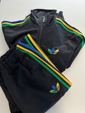 ADIDAS FIREBIRD OG Anzug Jacke + Hose Schwarz Blau Gelb Grün Gr. S Retro Vintage
