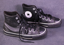 Converse CTAS Classic Hi Chucks Sneaker Boots Gr. 37,5 Leder schwarz Fell BC1854