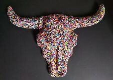 KUHSTEER TROPHY SCHÄDEL Gelee EDELSTEIN VERKRUSTET HÄNGEN/WANDHALTERUNG skurriles Geschenk 30x23x5cm