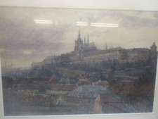 Original Aquarell „Blick auf Prag – Prager Burg“ signiert Angermayer