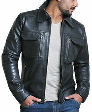 Herren schwarze Lederjacke