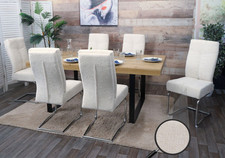 B-Ware 6er-Set Esszimmerstuhl MCW-G56, Freischwinger, Stoff Chenille, creme