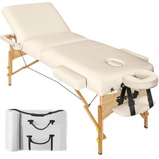 3 Zonen Massageliege Somwang mit 7,5cm Polsterung und Holzgestell beige B-Ware