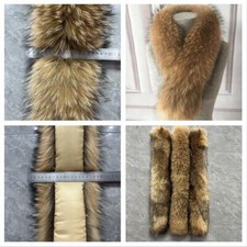 Natur Waschbär Kragen Pelzkragen Pelz Fell Echtpelz Raccoon für Jacke Mantel