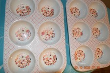 Muffinbackform 6er 2 Stück weiss/geblümt Keramik