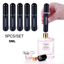 5 x 5ML Parfümzerstäuber,  Mini Sprühflasche, nachfüllbar, Schwarze Farbe