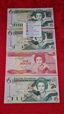 4 Banknoten Ostkarib. Dollar Domenika Anguilla Grenada St.Lucia UNC selten !!!