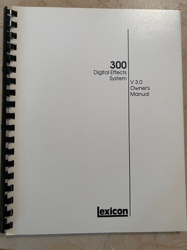 Lexicon 300 owner - lexicon, manual