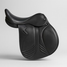 Springsattel Perlmuttpferde 18” schwarz Leder mit Gelkissen gebraucht