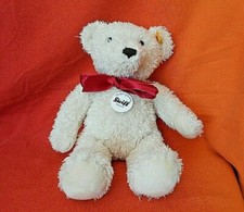 Steiff 022494 - Teddybär creme 26 cm rote Schleife >>sehr gut<< KFS