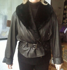 Lammfell Lederjacke N4 MARC CAIN  Gürtel Lammfell Pelz Leder Jacke 40 braun