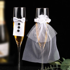 Hochzeitsdeko für Champagnerglas Sektglasüberzug Hochzeit Deko Mr & Mrs Glasdeko