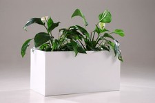 Blumenkübel Pflanzkübel Pflanztrog Fiberglas MAXI Weiß Matt 80 cm breit B-WARE