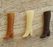 Vintage Barbie Stiefel, lace-up Boots, weiss, hell gold, broun, Mattel 60er