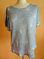 GINA LAURA, T-Shirt, Gr. 2, 38/40, hellblau/weiß,Kurzarm,kleine Nieten,Neu 88E