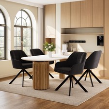 Esszimmerstühle 2/4/6er Set Küchenstühle Armlehne Samt Drehstuhl Schwarz