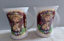 Kaffee / Kakao Tasse , Mädchen mit Hundemotiv, 2 Stück