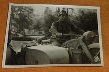 Kradmelder Motorrad mit Beiwagen Wehrmacht Foto 2.WK Krad mit Sozius