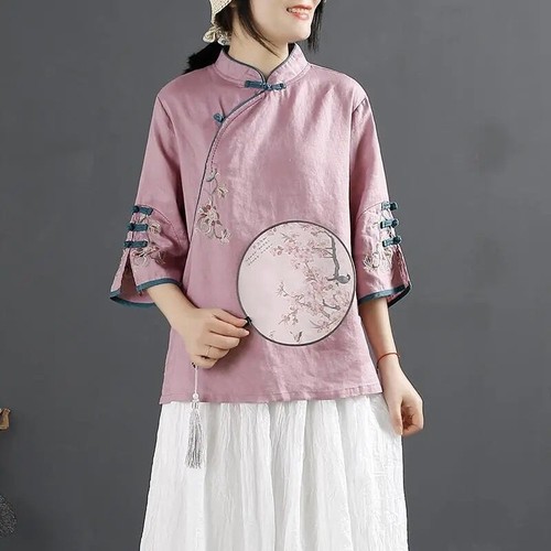 Damen top chinesisch bluse - chinesisch,