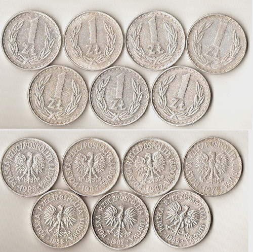Polen 7x1 zloty 1978 1988 - 7x1, 1978-1988