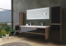 Badmöbel Set Eiche Schwarz