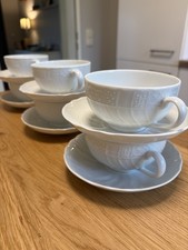 6 Stück (!) Teetassen mit Untertasse Hutschenreuther Dresden Weiß