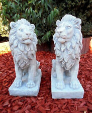 Gartenfiguren Set, Löwenpaar, Steinguss, Torwächter Löwen, Skulptur Steinfiguren
