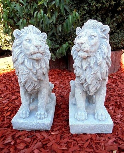 Gartenfiguren set löwenpaar - gartenfiguren,