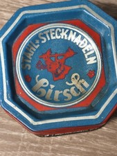 Alte kleine Blechdose  Hirsch Stahl- Stecknadeln J H Hirsch& Co Blechdose
