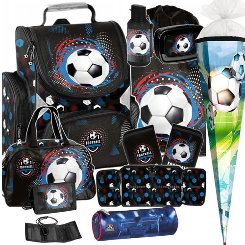 Fußball ball play - play, schulranzen