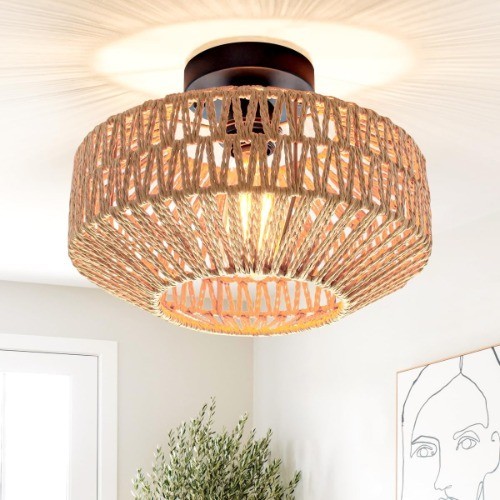 Rattan pendelleuchte vintage - pendelleuchte,