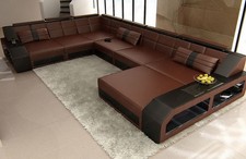 Ledercouch Wohnlandschaft Sofa