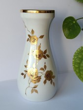 Vase Blumenvase Rosen Golddekor, Bavaria Jaeger & Co - Vintage Porzellan