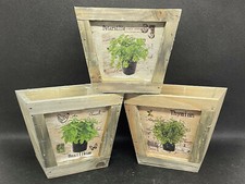 Kräutertopf 12x12x10cm aus Holz - 3 Sorten zur Auswahl - mit Einlage für Erde 