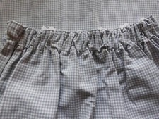 2 Übergardinen Seitenschals Landhaus grau-weiß kariert handgenäht m. Kräuselband