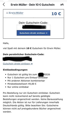 Eur erwin müller gutschein - 10,