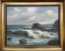 Impressionist Lars Kliim 1891-1942 Meeresbrandung Felsen Küste Bornholm Ölbild 