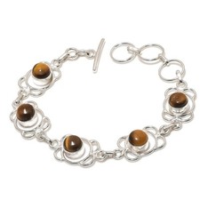 Tiger Auge Edelstein Handmade 925 Sterling Silber Schmuck Armband Sz