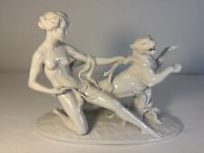 Friedrich W. Wessel große Skulptur "Ariadne mit Panther" Porzellan Figurengruppe