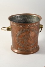 C25U63- Kupfer Sektkühler Wagners Edelmarke reliefiert mit Messinghenkeln