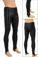 Herren Wetlook Leggings Steg Fußsteg Glanz stretch shiny stretch lange Sporthose