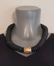Langani Halskette Ungetragen Opulent Statement Collier Schwarz Goldfarben Kette