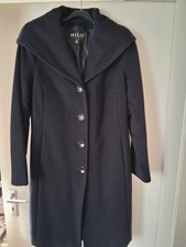Damen Milo Wollmantel mit Kapuze, mit Kaschmir-Anteil, Größe 40, dunkelblau
