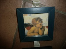 3 Stück Engelbilder Bilderrahmen mit Band Engel Bild Schwarz dunkles grün