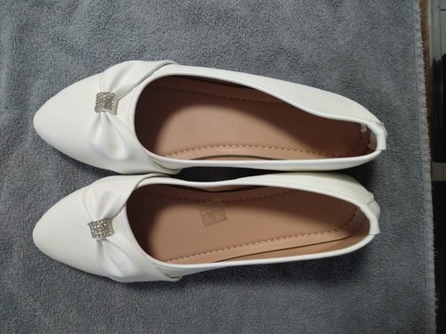 Weiße kunstleder ballerinas - kunstleder,