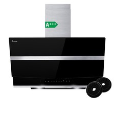 Dunstabzugshaube 80cm Umluft Abluft Kopffrei Wandhauben Edelstahl schwarz Glas